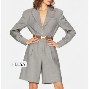 NWT Helsa x Revolve The Short Meeting 100% Wool Jumpsuit in Heather Grey